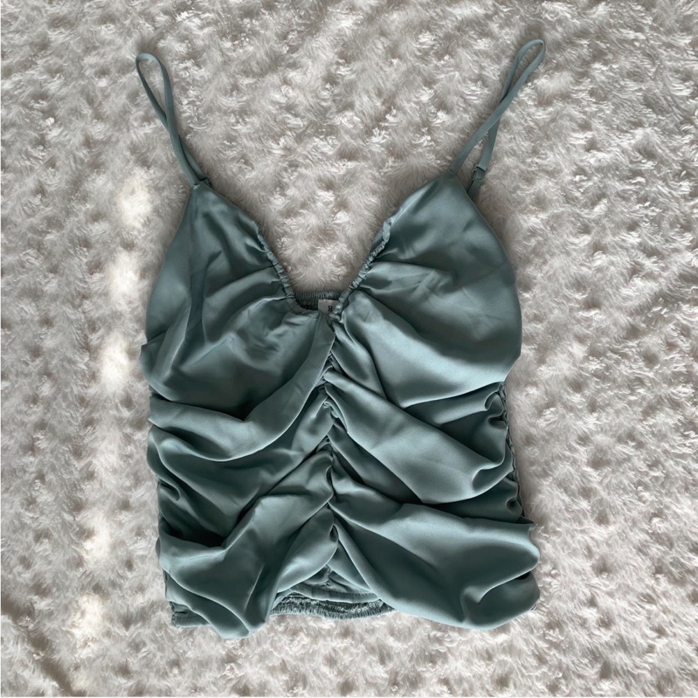 Dusty blue crop top cami